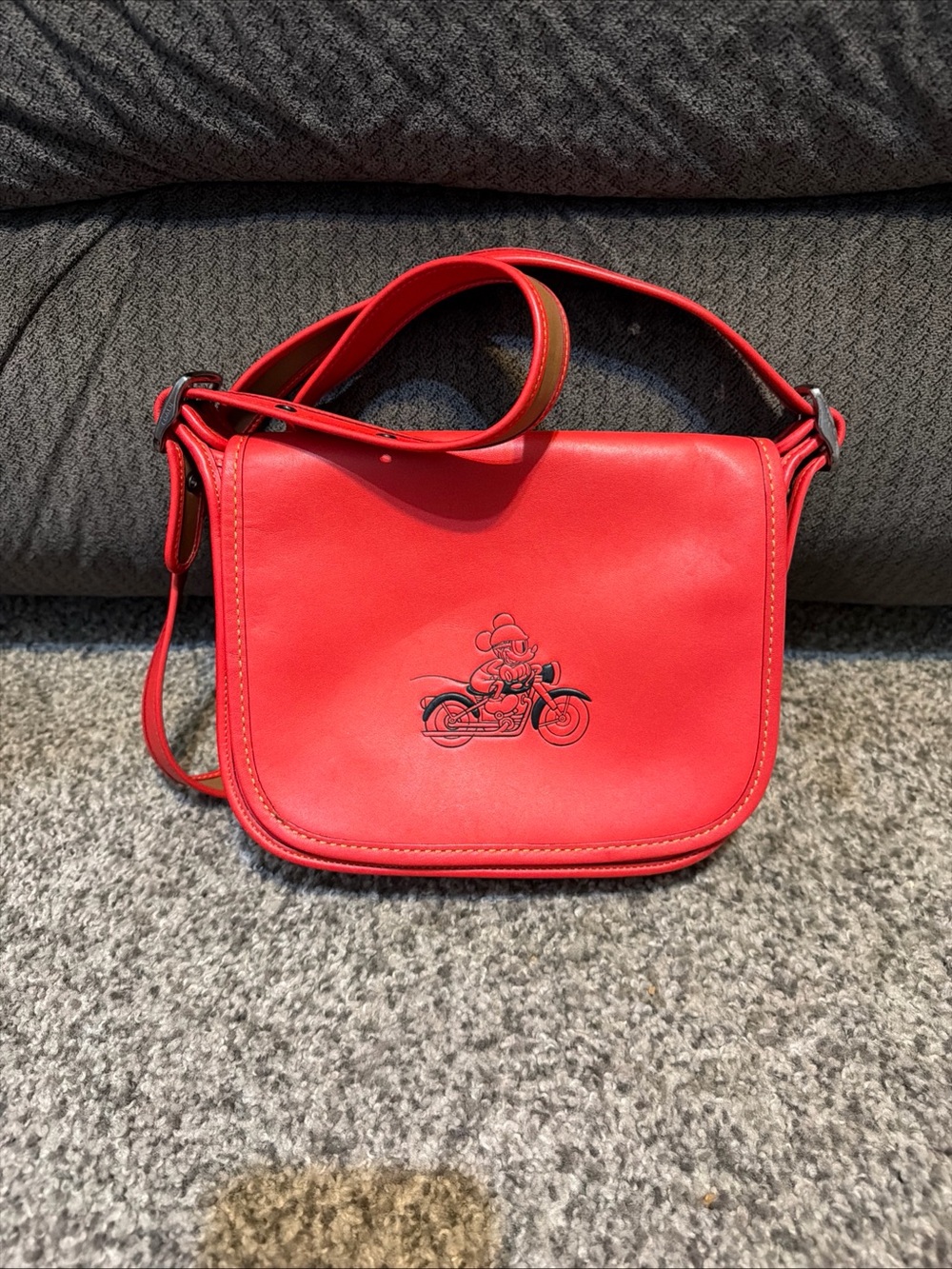 Disney x Coach Mickey Mouse Motorcycle Red Crossbody Bag